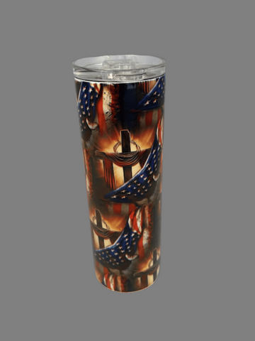 American Flag And Cross 16oz tumbler Cup