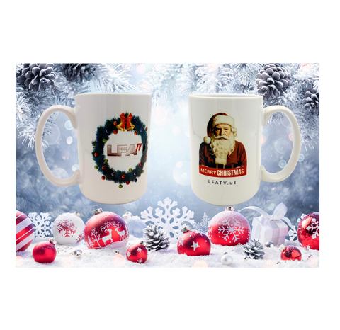 Santa Trump LFA TV Wreath -15 oz Mug