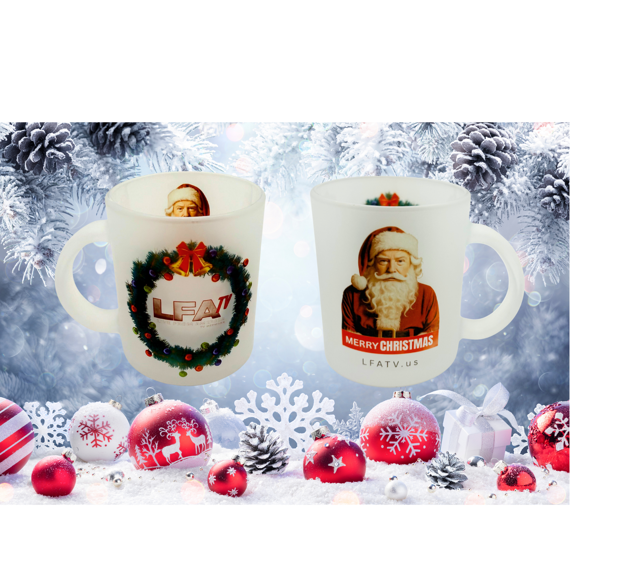 Santa Trump LFA TV – 11 oz Frosted Glass Mug
